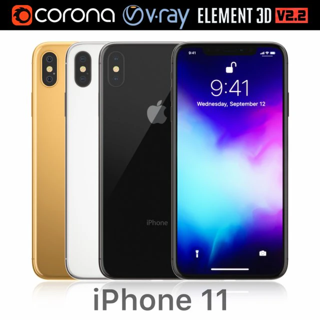 apple iphone 11 all colors 3D Model .c4d .max .obj .3ds .fbx .stl .blend 