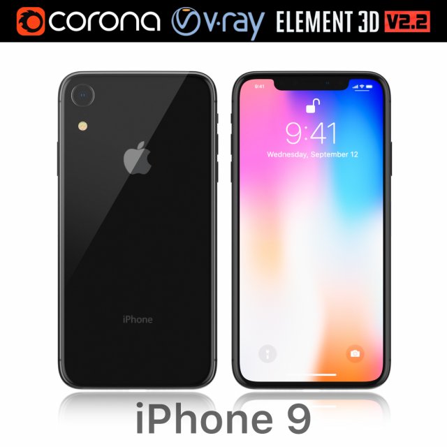 apple iphone 9 black 3D मॉडल .c4d .max .obj .3ds .fbx .stl .blend 
