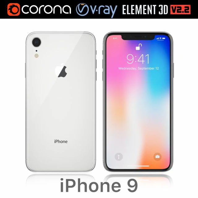 elma iphone 9 beyaz 3D Model .c4d .max .obj .3ds .fbx .stl .blend 