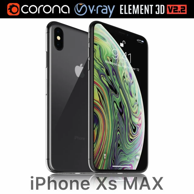 apple iphone xs max space gray 3D Model .c4d .max .obj .3ds .fbx .stl .blend