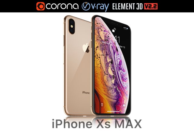 apple iphone xs max gold Modelo 3D .c4d .max .obj .3ds .fbx .stl .blend 