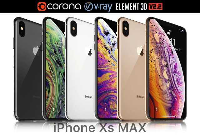 apple iphone xs max all colors 3D Model .c4d .max .obj .3ds .fbx .stl .blend