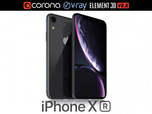 एप्पल आईफोन एक्सआर ब्लैक 3D मॉडल