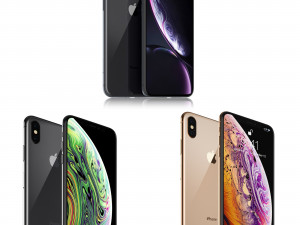 apple iphone xr black and xs space gray and xs max gold Modello 3D