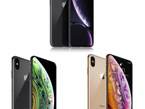 apple iphone xr black and xs space gray and xs max gold 3D Model