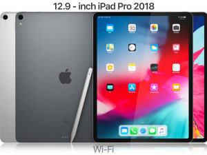 apple ipad pro 129 inch wi-fi 2018 and new apple pencil 3D Model