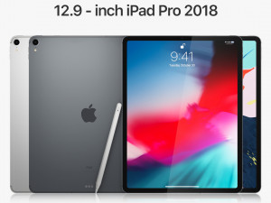 apple ipad pro 129 inch wi-fi cellular 2018 and new apple pencil Modelo 3D
