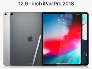 apple ipad pro 129 inch wi-fi cellular 2018 and new apple pencil 3D Model