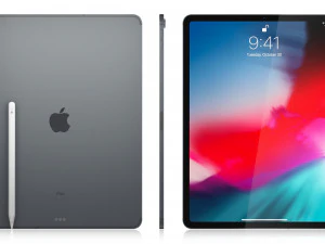 apple ipad pro 129 inch wi-fi cellular 2018 and new apple pencil 3D Model
