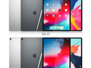 apple ipad pro 129 inch 2018 and new apple pencil 3D Model