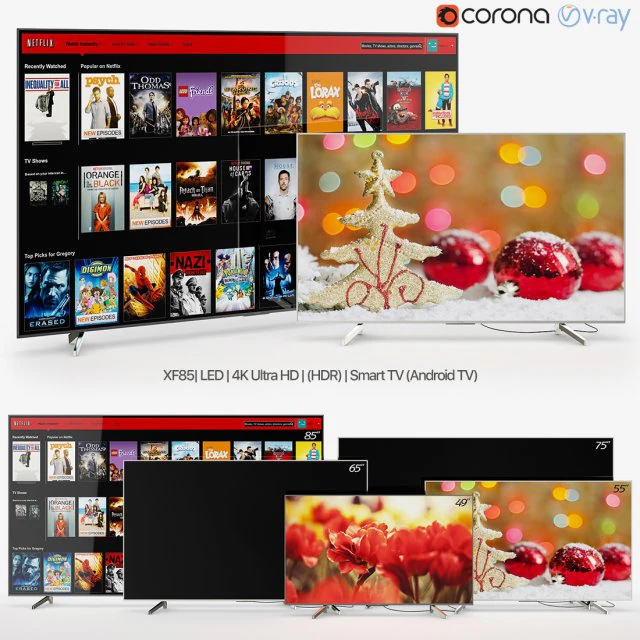 tv sony xf85 xf8577 - série xf8596 Modelo 3D .c4d .max .obj .3ds .fbx .stl .blend