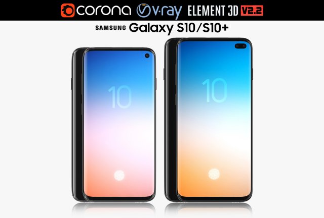 samsung galaxy s10 and s10 plus Modello 3D .c4d .max .obj .3ds .fbx .stl .blend 