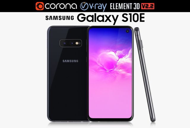 samsung galaxy s10e prism black 3D Model .c4d .max .obj .3ds .fbx .stl .blend 