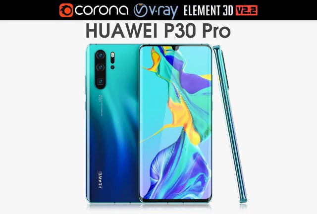 huawei p30 pro aurora 3D Model .c4d .max .obj .3ds .fbx .stl .blend 