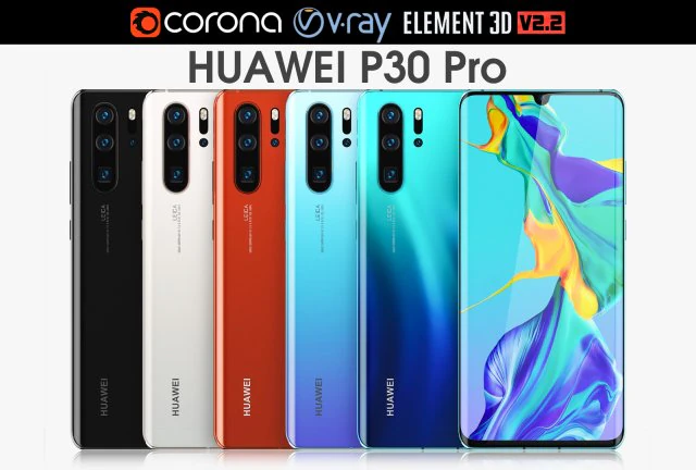 huawei p30 pro all colors 3D Model .c4d .max .obj .3ds .fbx .stl .blend