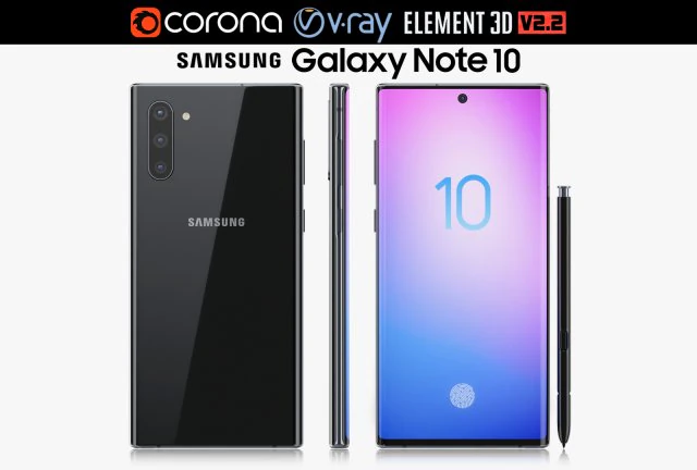 samsung galaxy note 10 3D Model .c4d .max .obj .3ds .fbx .stl .blend