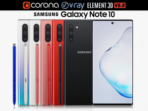 samsung galaxy note 10 all colors 3D Model