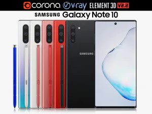 Samsung Galaxy Note 10 всех цветов 3D Модель