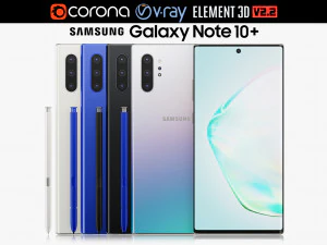 सैमसंग गैलेक्सी नोट 10 प्लस सभी रंग 3D मॉडल
