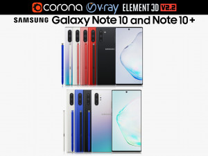 samsung galaxy note 10 and note 10 plus all colors 3D Model