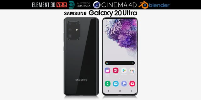 samsung galaxy s20 ultra black 3D Model .c4d .max .obj .3ds .fbx .stl .blend 