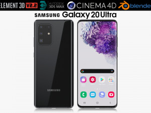 samsung galaxy s20 ultra black 3D मॉडल
