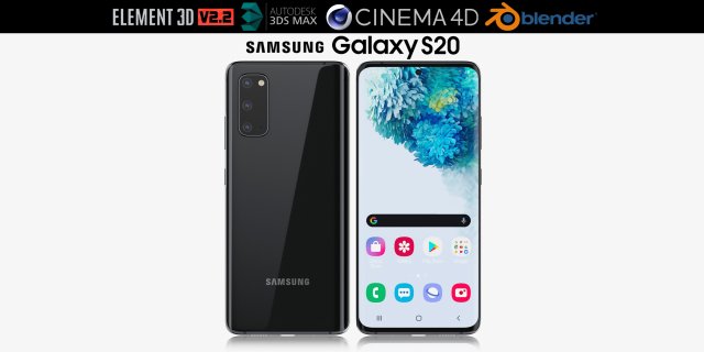 samsung galaxy s20 black Modelo 3D .c4d .max .obj .3ds .fbx .stl .blend 