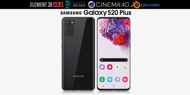 samsung galaxy s20 plus black 3D Модель .c4d .max .obj .3ds .fbx .stl .blend 