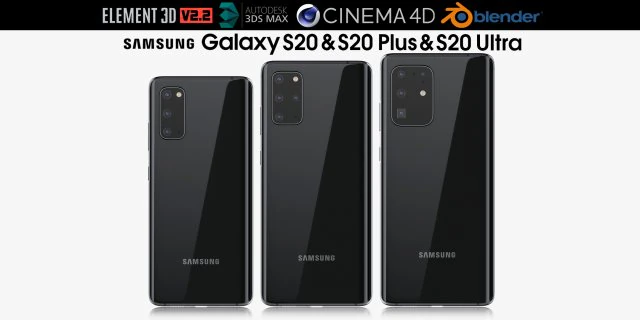 samsung galaxy s20 and s20 plus and s20 ultra black 3D Model .c4d .max .obj .3ds .fbx .stl .blend 
