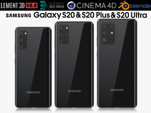samsung galaxy s20 and s20 plus and s20 ultra black 3D Model
