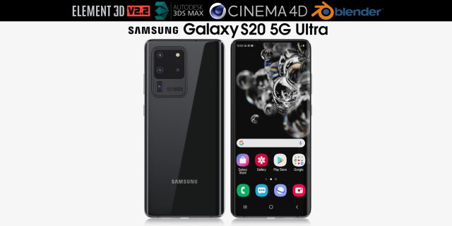 samsung galaxy s20 5g ultra cosmic black Modello 3D .c4d .max .obj .3ds .fbx .stl .blend 
