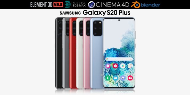 samsung galaxy s20 plus 5g all colors Modelo 3D .c4d .max .obj .3ds .fbx .stl .blend 