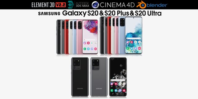 samsung galaxy s20 and s20 plus and s20 5g all colors 3D Model .c4d .max .obj .3ds .fbx .stl .blend 