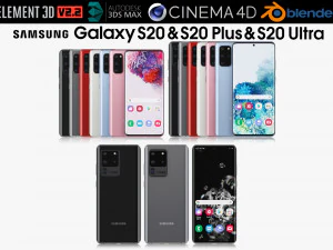 सैमसंग गैलेक्सी एस20 और एस20 प्लस और एस20 5जी सभी रंग 3D मॉडल