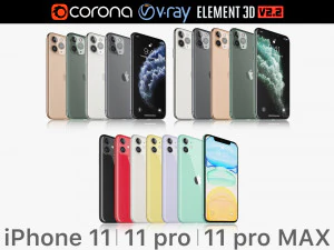 एप्पल आईफोन 11 प्रो 11 प्रो मैक्स 11 सभी रंग 3D मॉडल