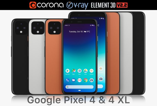 google pixel 4 and 4 xl 3D 模型 .c4d .max .obj .3ds .fbx .stl .blend 
