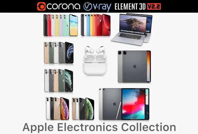 apple electronics collection 3D Model .c4d .max .obj .3ds .fbx .stl .blend 