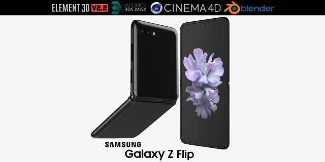 samsung galaxy z flip black 3D Model .c4d .max .obj .3ds .fbx .stl .blend 
