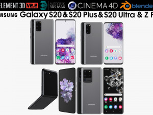 samsung galaxy s20 and s20 plus and s20 5g ultra and z flip cosmic black gray 3D Model