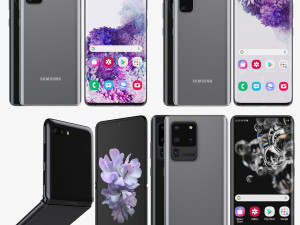 samsung galaxy s20 and s20 plus and s20 5g ultra and z flip cosmic black gray Model 3D