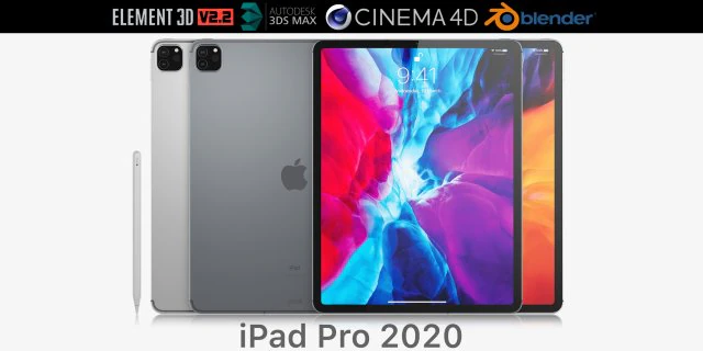 apple ipad pro 2020 - 12-9 inch 3D Model .c4d .max .obj .3ds .fbx .stl .blend 