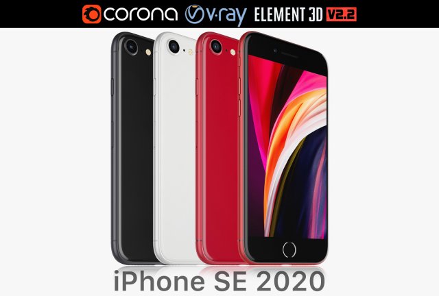 apple iphone se 2020 all colors 3D मॉडल .c4d .max .obj .3ds .fbx .stl .blend 