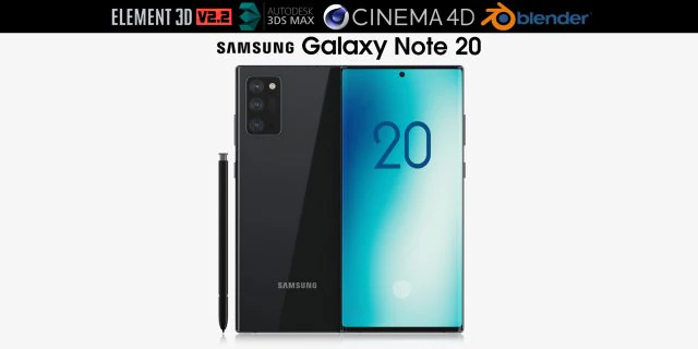 samsung galaxy note 20 black 3D Model .c4d .max .obj .3ds .fbx .stl .blend 