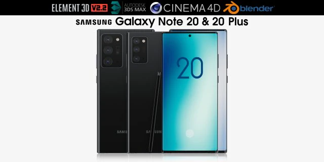 samsung galaxy note 20 20 plus black 3D Model .c4d .max .obj .3ds .fbx .stl .blend