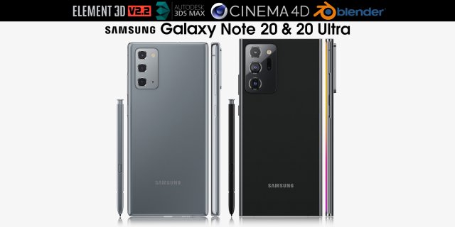 samsung galaxy note 20 20 ultra 3D 모델 .c4d .max .obj .3ds .fbx .stl .blend 