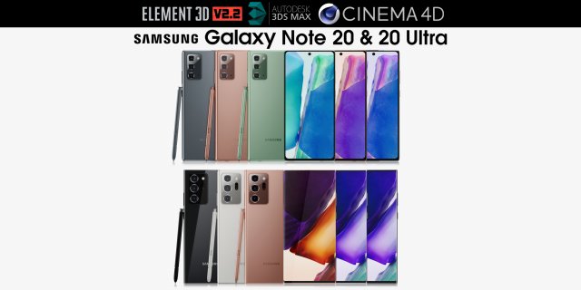 samsung galaxy note 20 20 ultra all colors Modelo 3D .c4d .max .obj .3ds .fbx .stl .blend 