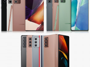 samsung galaxy note 20 20 ultra z fold 2 all colors 3D 모델