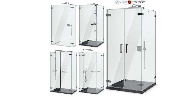 cabin showers radaway arta black set 103 3D 모델 .c4d .max .obj .3ds .fbx .stl .blend 