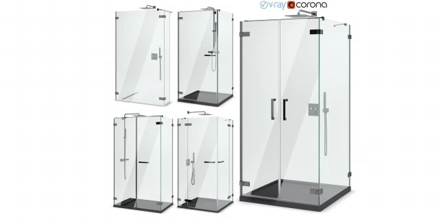 cabin showers radaway arta black set 103 3D Model .c4d .max .obj .3ds .fbx .stl .blend 