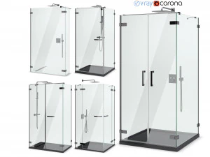 kabin duşları radaway arta siyah set 103 3D Model